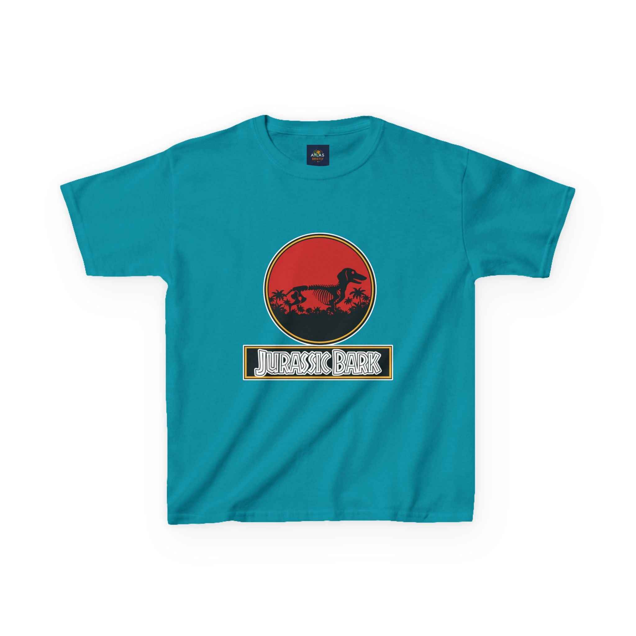 Kids Dachshund T-Shirt - Jurassic Bark Wiener Dog Tee - Atlas Briefly