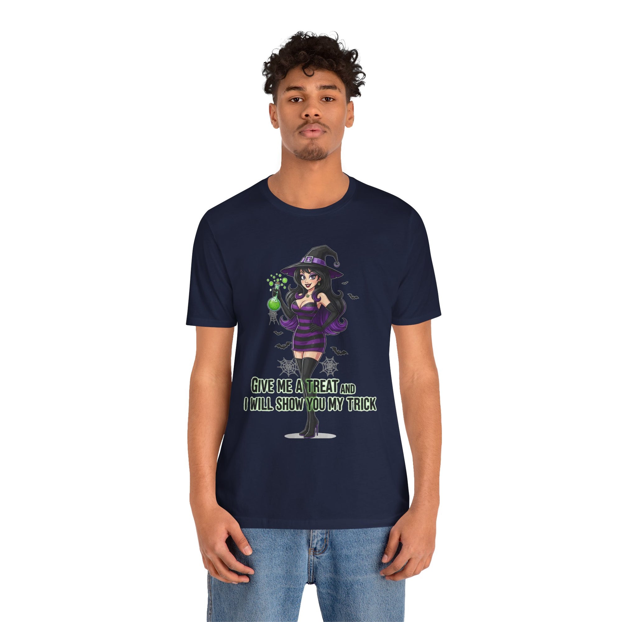 Sexy Witch Halloween T-Shirt - Flirty Witch Costume Tee | Trick or Treat Halloween Shirt - Atlas Briefly