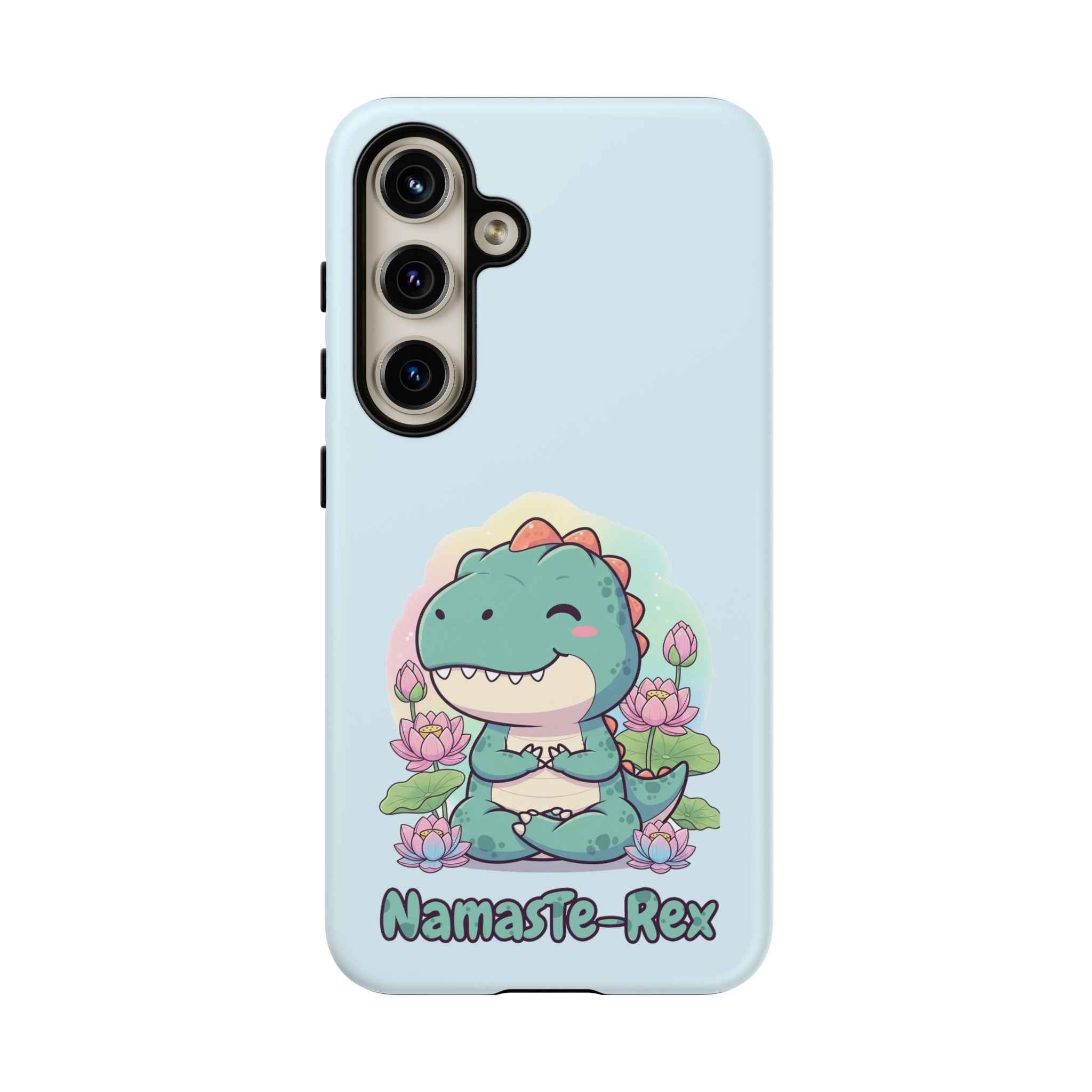 NamasTe-Rex Phone Case - Funny Yoga T-Rex Meditating Dinosaur Mobile Cover for Zen Lovers - Atlas Briefly