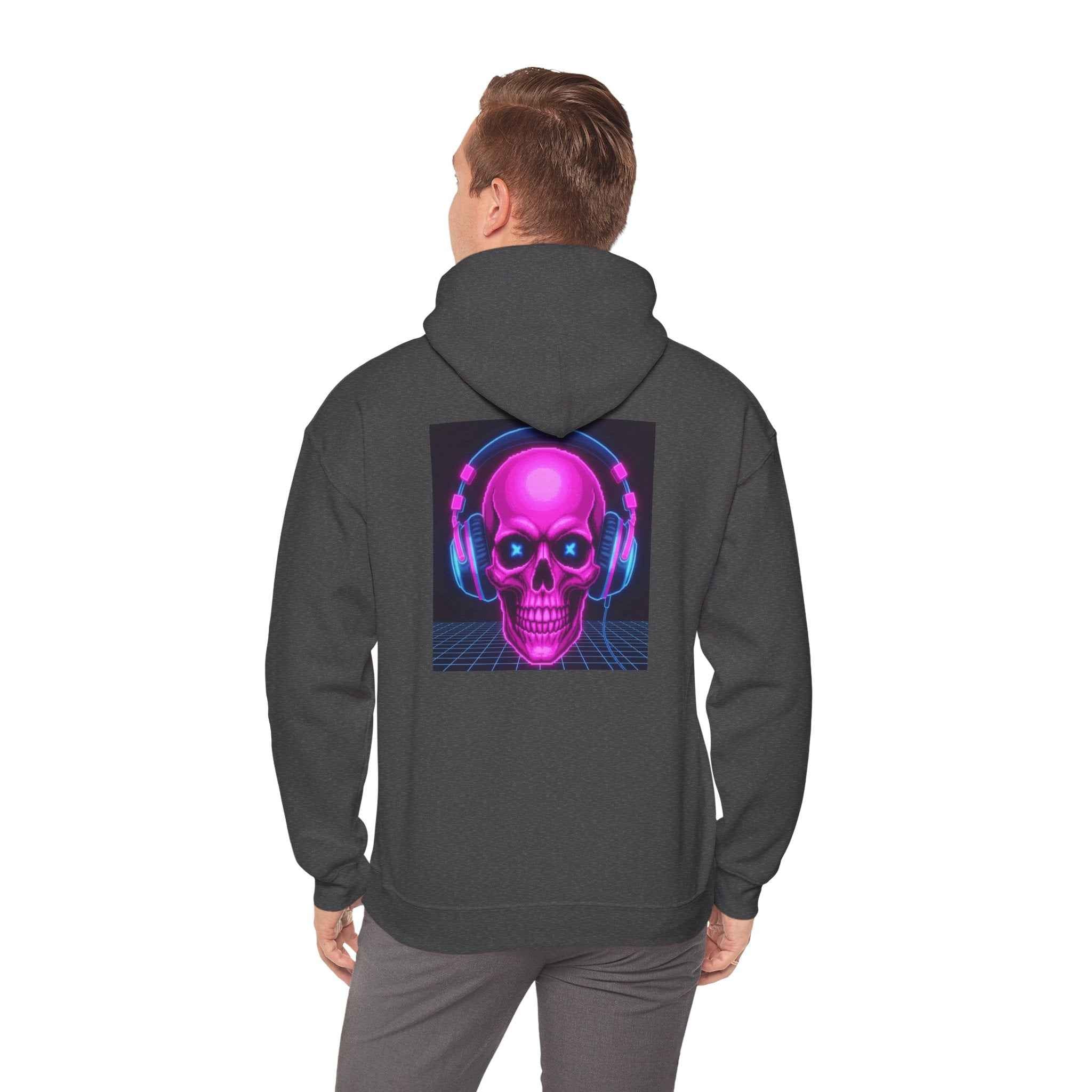 Neon Skull Hoodie - Retro Gaming Synthwave Sweatshirt - Atlas Briefly