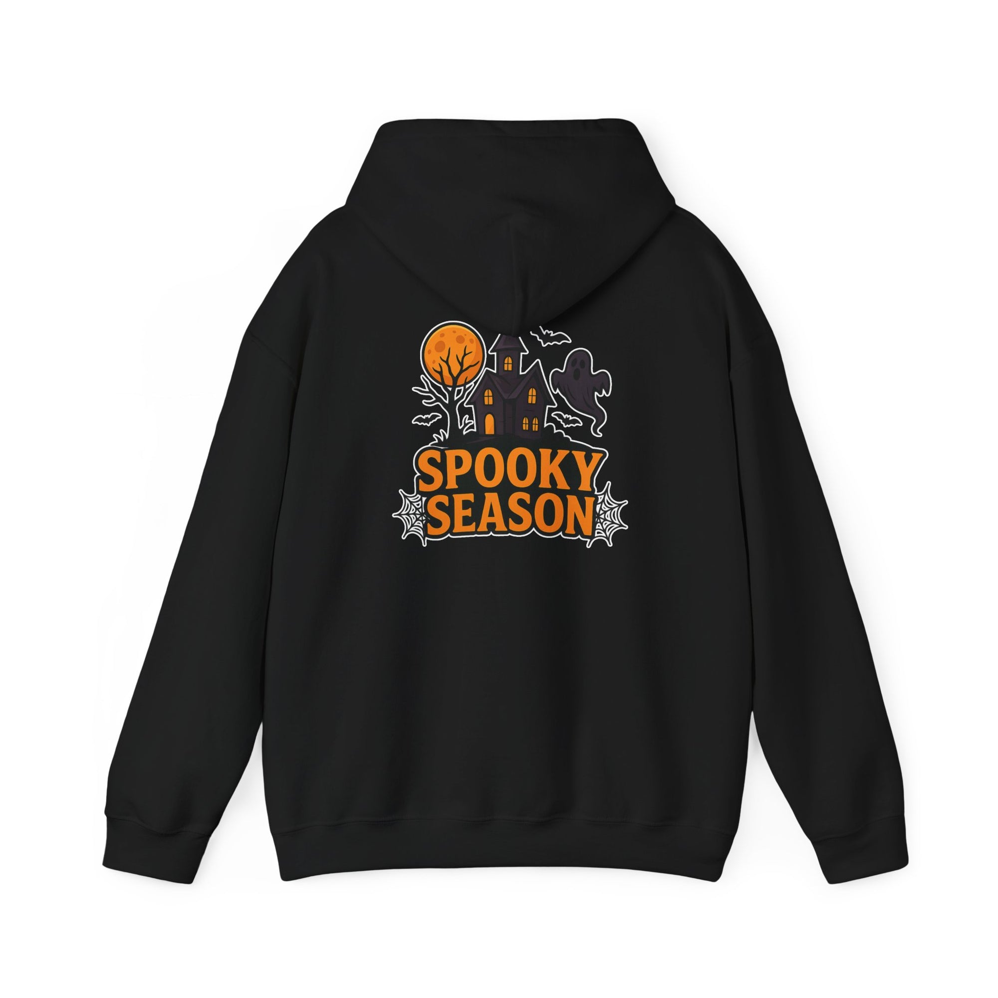 Spooky Season Halloween Hoodie - Haunted House Ghost Bat Design | Cozy Halloween Sweatshirt - Atlas Briefly