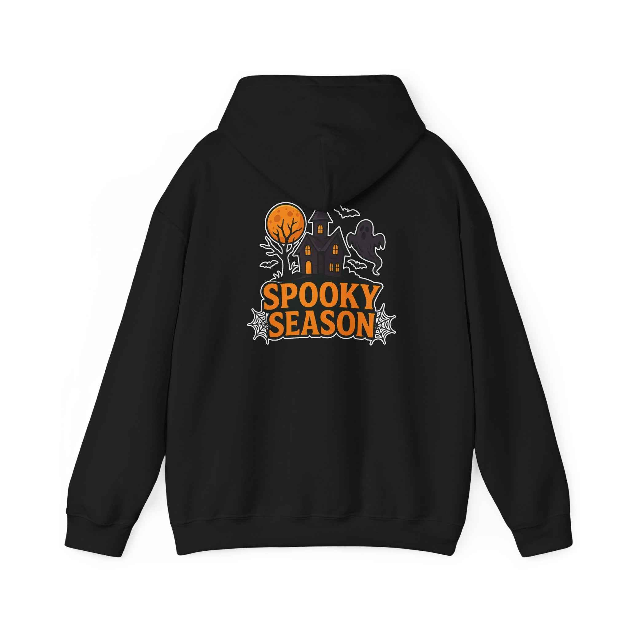 Spooky Season Halloween Hoodie - Haunted House Ghost Bat Design | Cozy Halloween Sweatshirt - Atlas Briefly