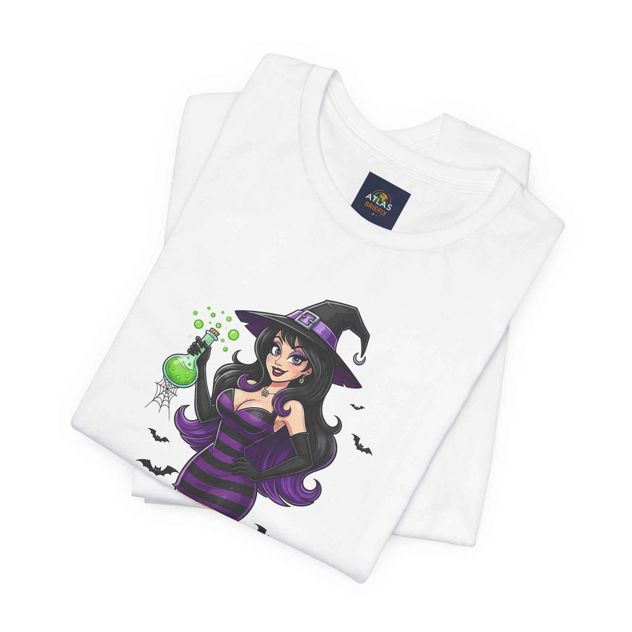 Sexy Witch Halloween T-Shirt - Flirty Witch Costume Tee for Trick or Treat - Atlas Briefly