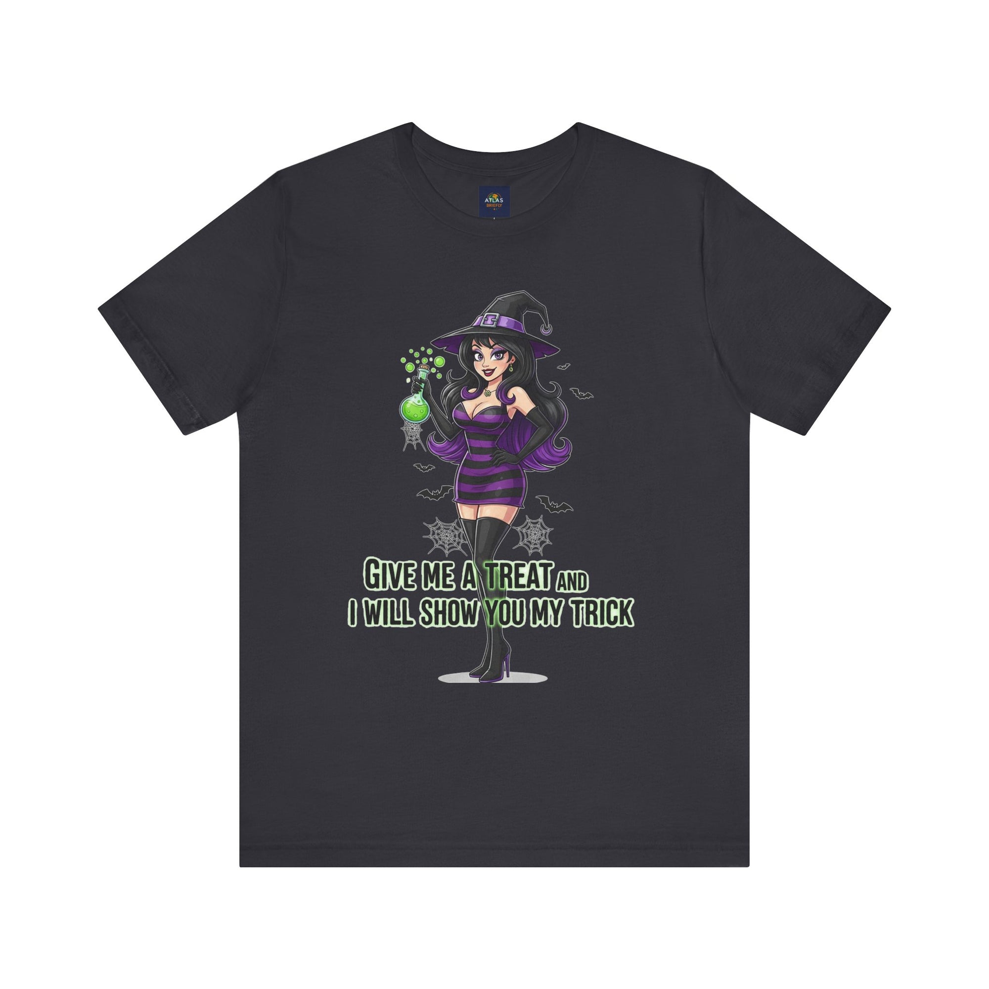 Sexy Witch Halloween T-Shirt - Flirty Witch Costume Tee | Trick or Treat Halloween Shirt - Atlas Briefly