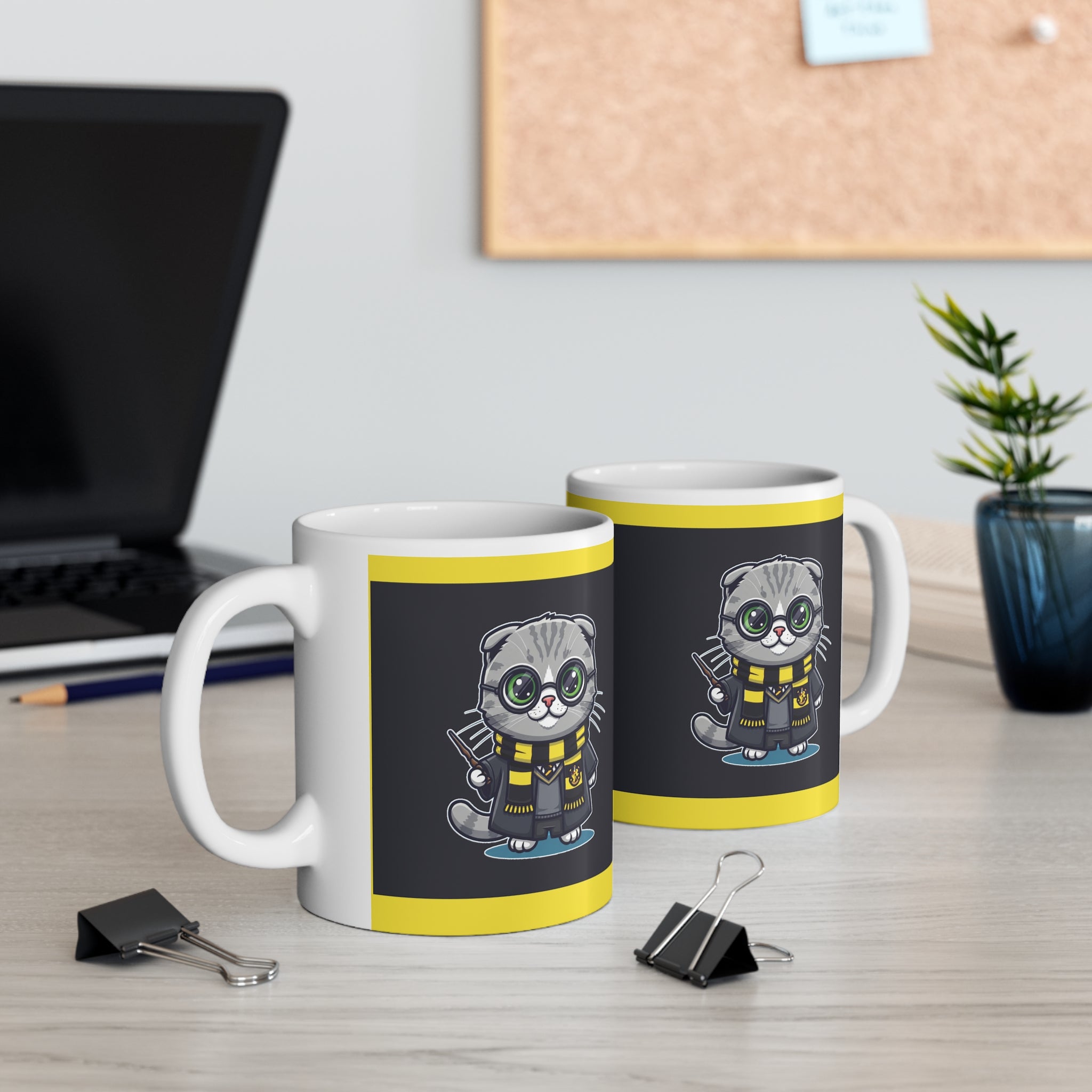 Harry Potter Hufflepuff Cat Mug - Adorable Wizard Kitty Coffee Cup | Ideal Potter Gift