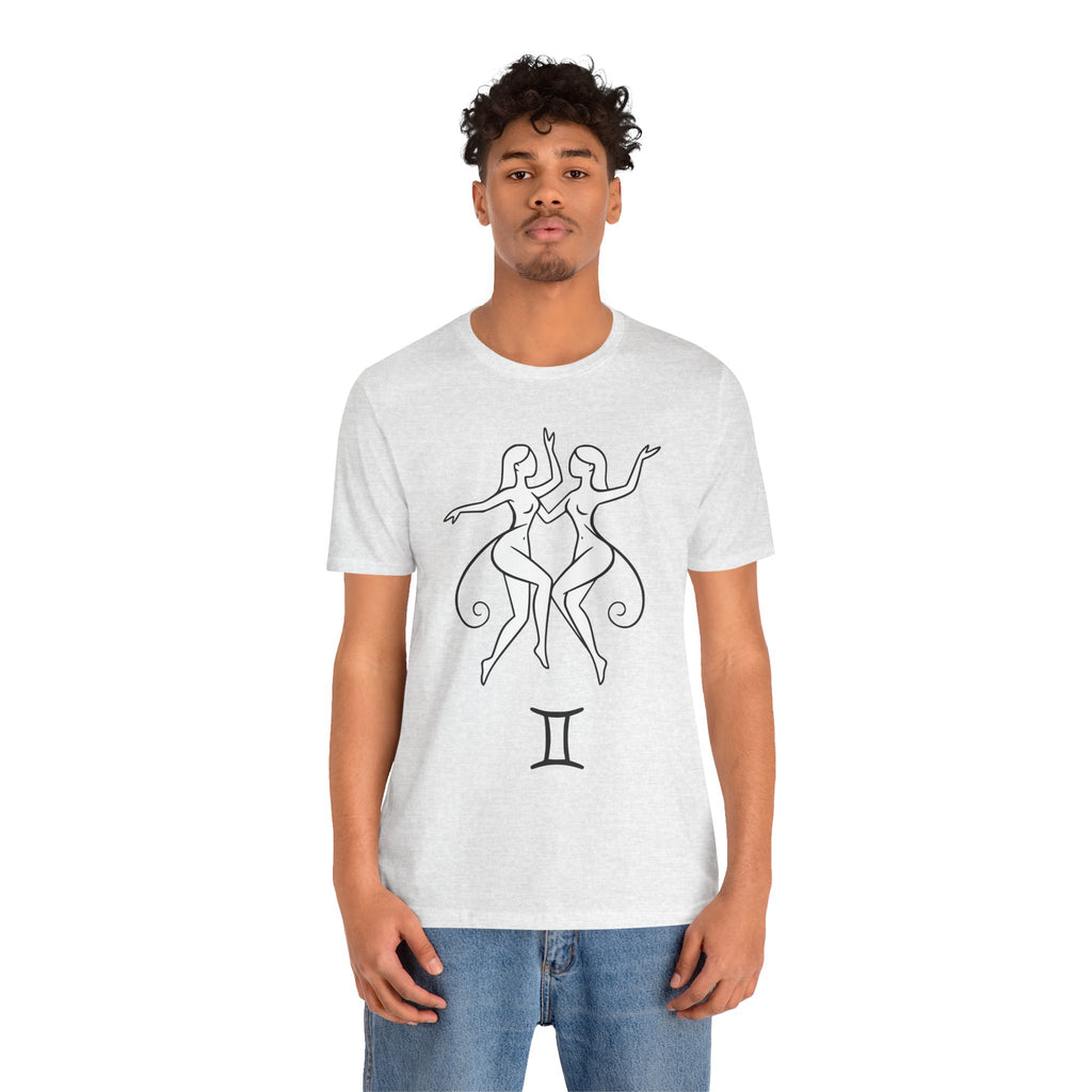 Gemini Zodiac Tee - Minimalistic Black and White Unisex Design