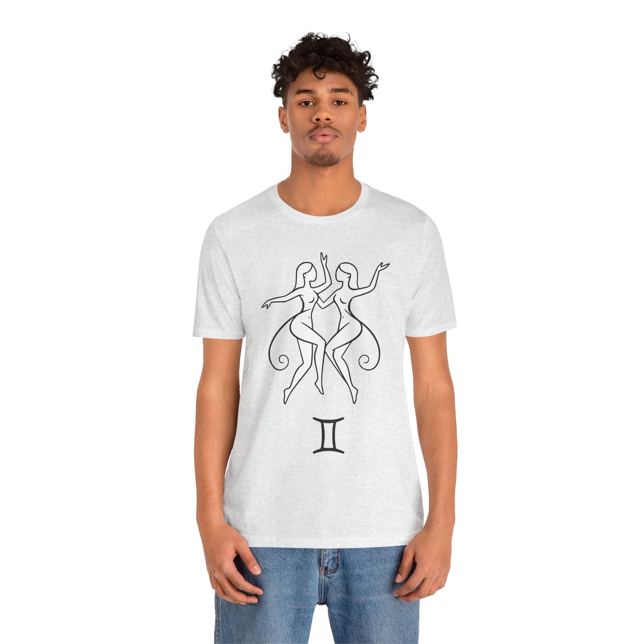 Gemini Zodiac Tee - Minimalistic Black and White Unisex Design