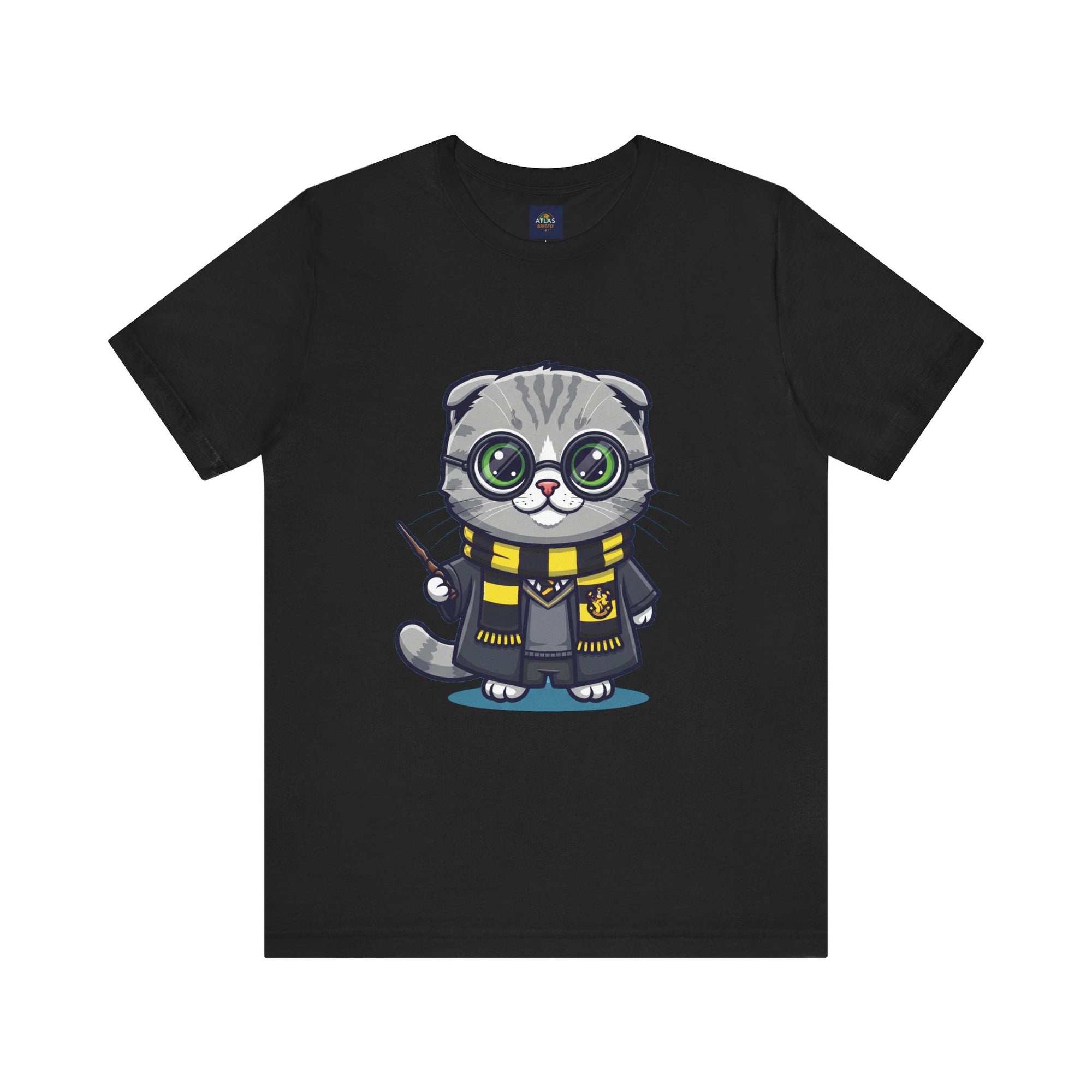 Hufflepurr Harry Potter T-Shirt - Funny Wizarding World Tee | Cute Potter Cat Gift - Atlas Briefly
