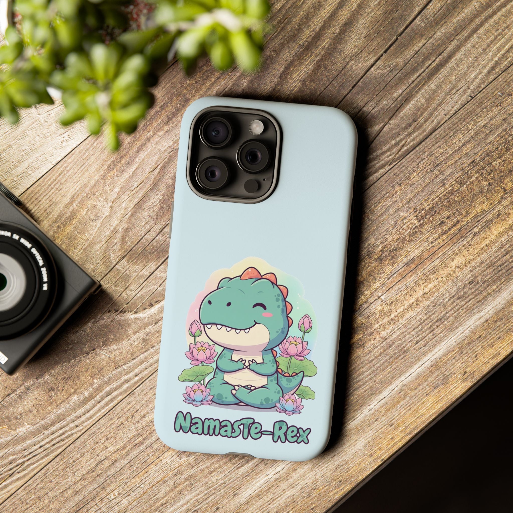 NamasTe-Rex Meditating Dinosaur Phone Case - Funny Yoga T-Rex Mobile Cover | Zen Tech Gift - Atlas Briefly