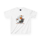 Eat Drink and Be Scary Kids Halloween T-Shirt | Cute Ghost Skeleton Pumpkin Cat Shirt for Boys Girls Trick or Treat Tee - Atlas Briefly