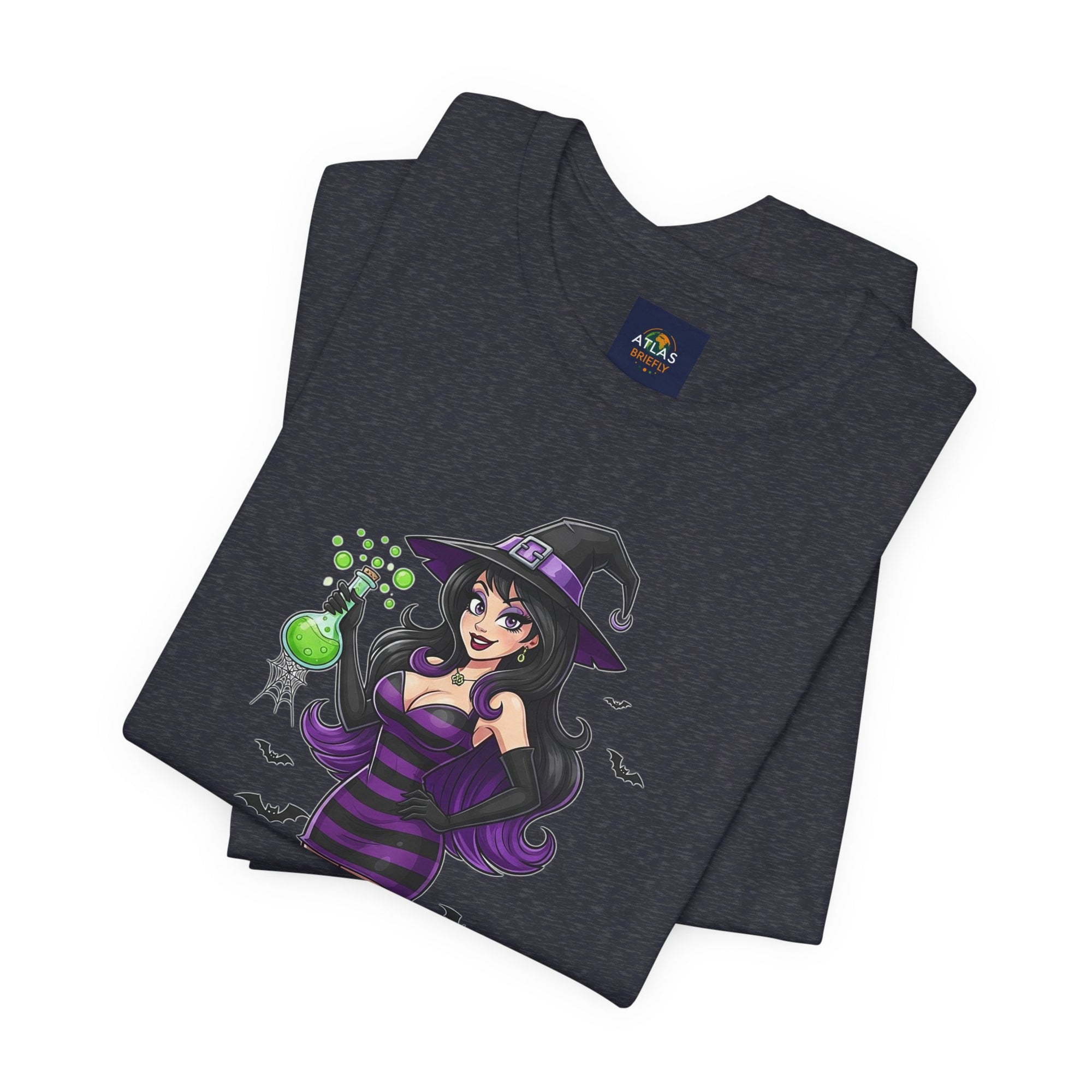 Sexy Witch Halloween T-Shirt - Flirty Witch Costume Tee | Trick or Treat Halloween Shirt - Atlas Briefly
