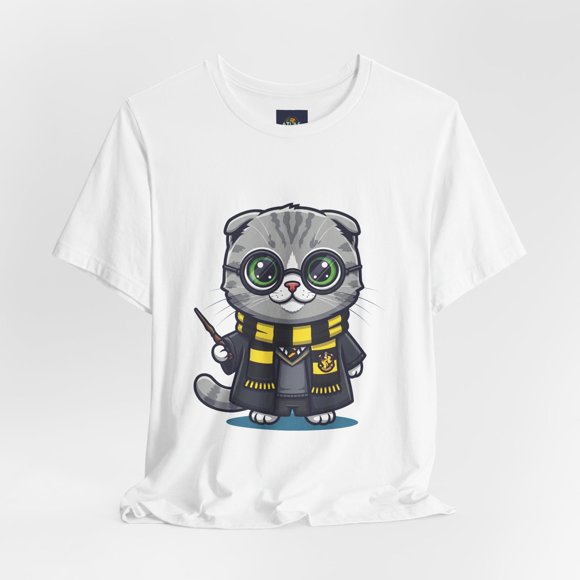 Hufflepurr Harry Potter T-Shirt - Funny Wizarding World Tee | Cute Potter Cat Gift - Atlas Briefly