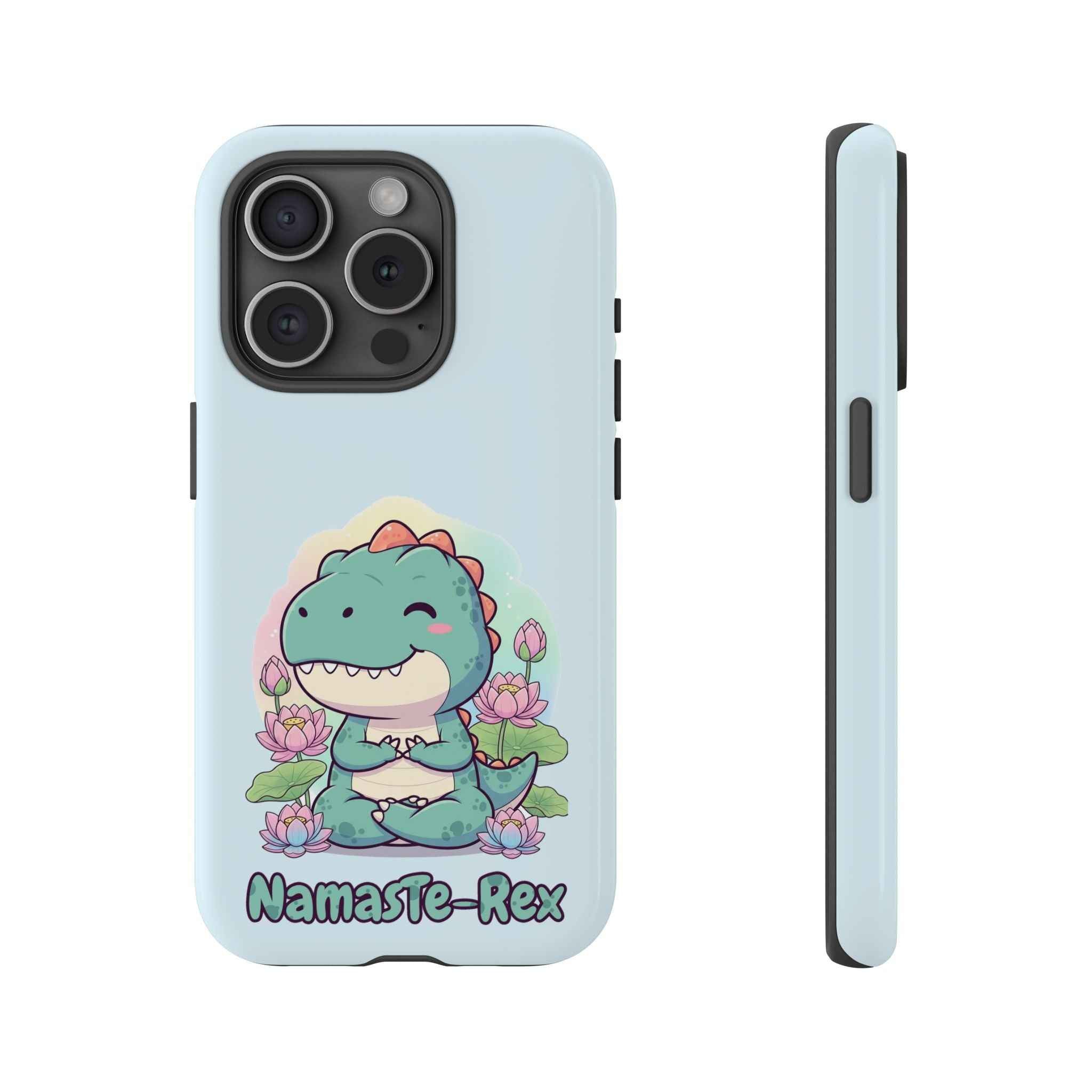 NamasTe-Rex Phone Case - Funny Yoga T-Rex Meditating Dinosaur Mobile Cover for Zen Lovers - Atlas Briefly