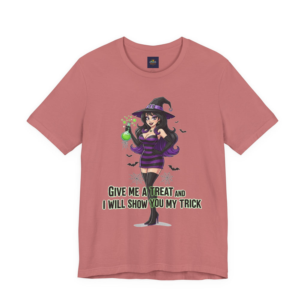 Sexy Witch Halloween T-Shirt - Flirty Witch Costume Tee | Trick or Treat Halloween Shirt - Atlas Briefly