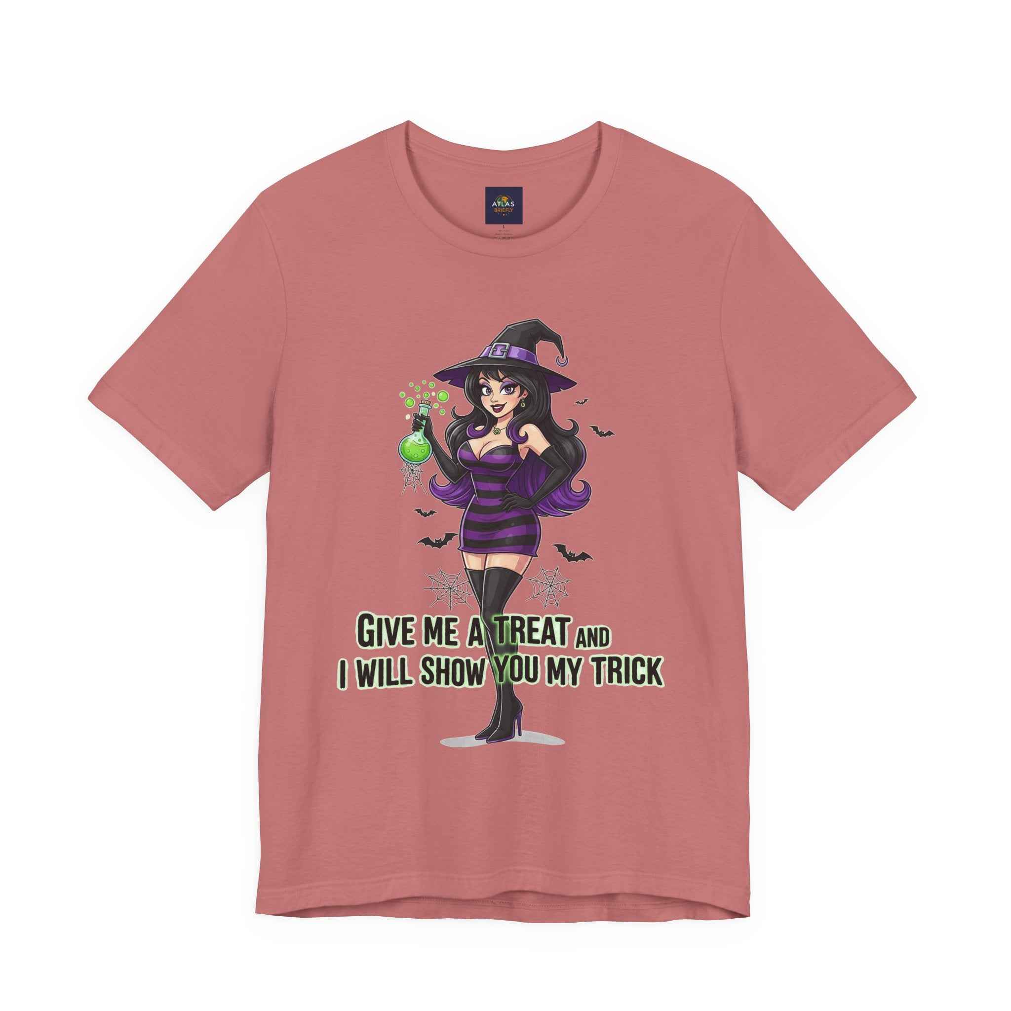 Sexy Witch Halloween T-Shirt - Flirty Witch Costume Tee for Trick or Treat - Atlas Briefly