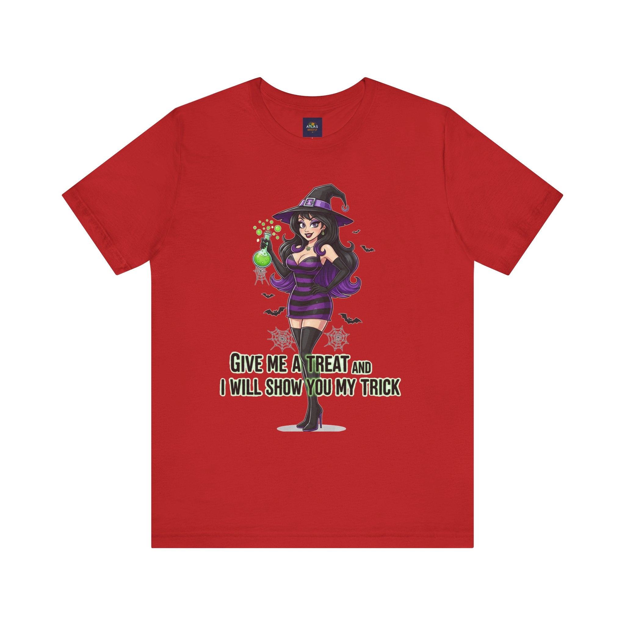 Sexy Witch Halloween T-Shirt - Flirty Witch Costume Tee | Trick or Treat Halloween Shirt - Atlas Briefly