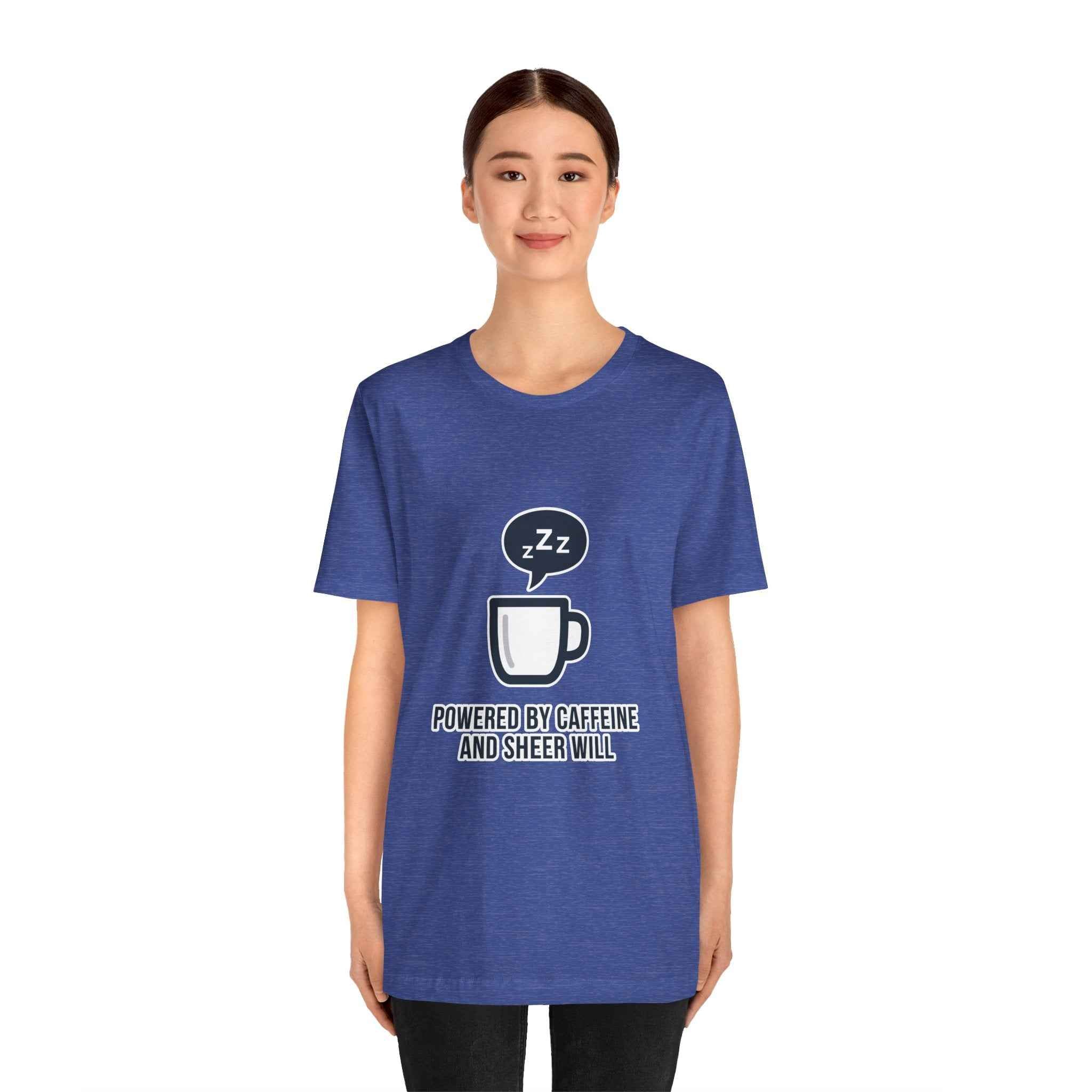 Powered by Caffeine T-Shirt - Funny Coffee Tee for Coffee Lovers - Atlas Briefly