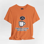 Powered by Caffeine T-Shirt - Funny Coffee Tee for Coffee Lovers - Atlas Briefly