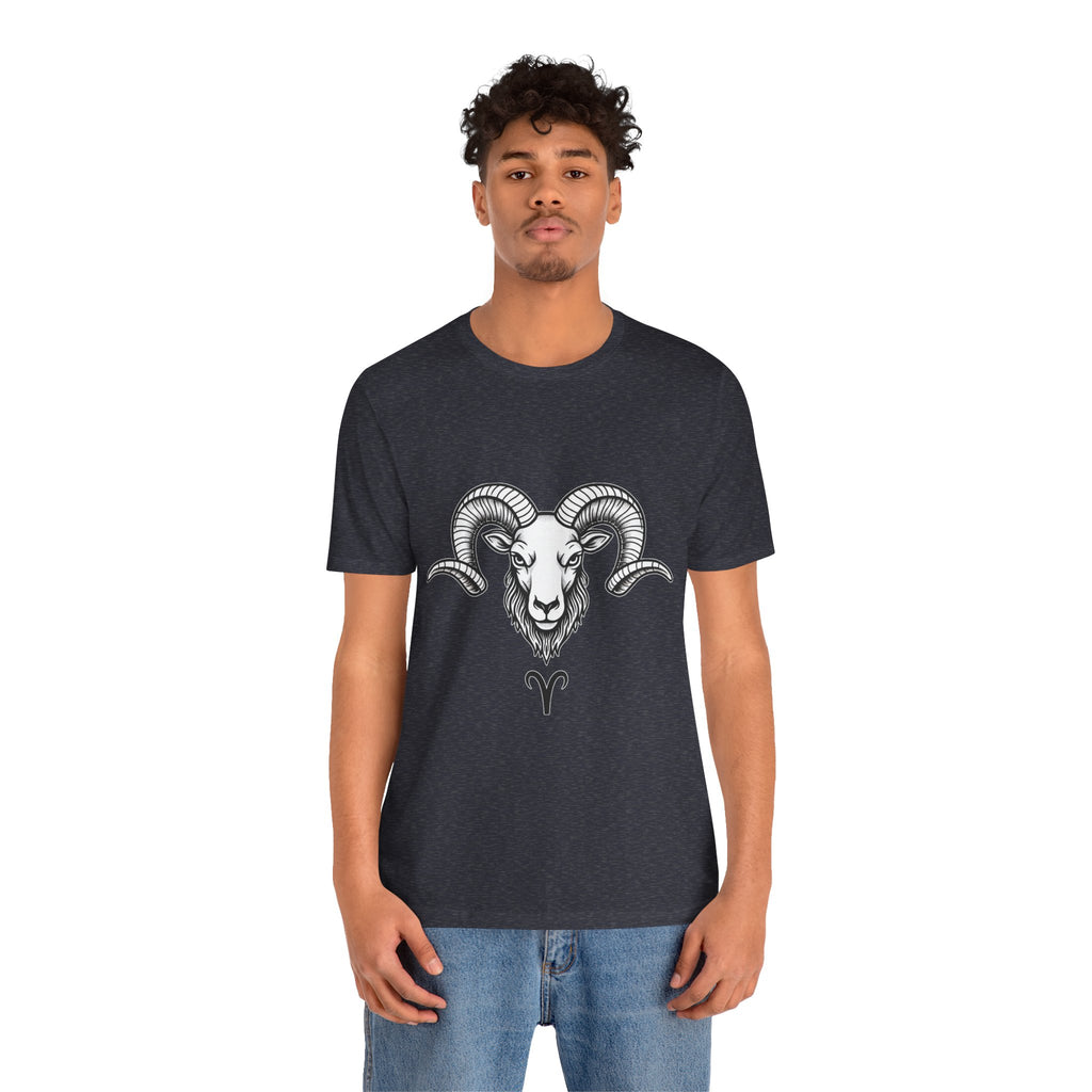 Aries Horoscope Tee - Unisex Black and White Minimal Design