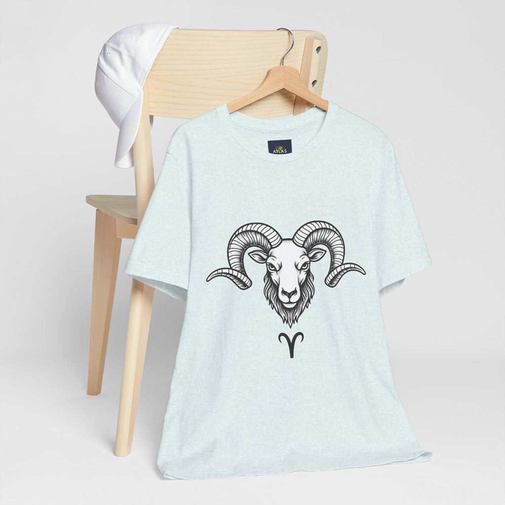 Aries Horoscope Tee - Unisex Black and White Minimal Design