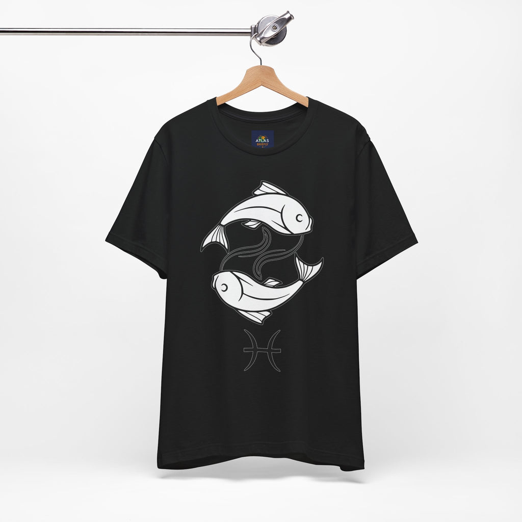 Pisces Zodiac T-shirt - Minimalist Black and White Unisex Tee