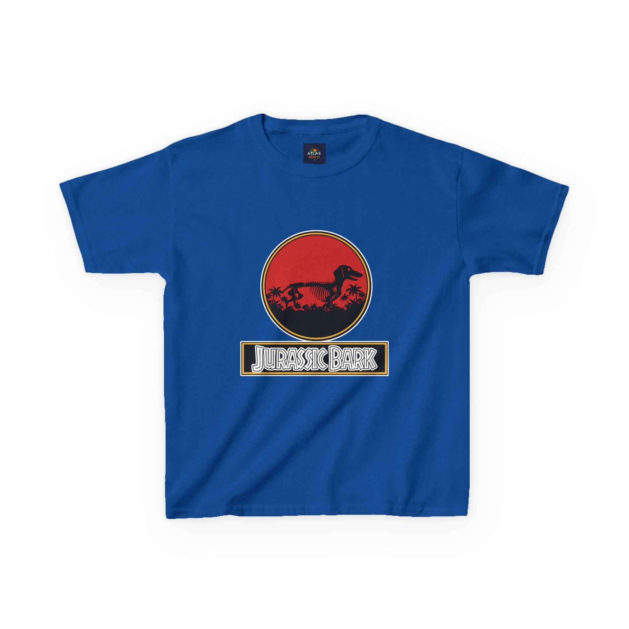 Kids Dachshund T-Shirt - Jurassic Bark Wiener Dog Tee - Atlas Briefly