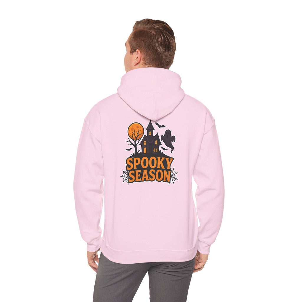 Spooky Season Halloween Hoodie - Haunted House Ghost Bat Design | Cozy Halloween Sweatshirt - Atlas Briefly