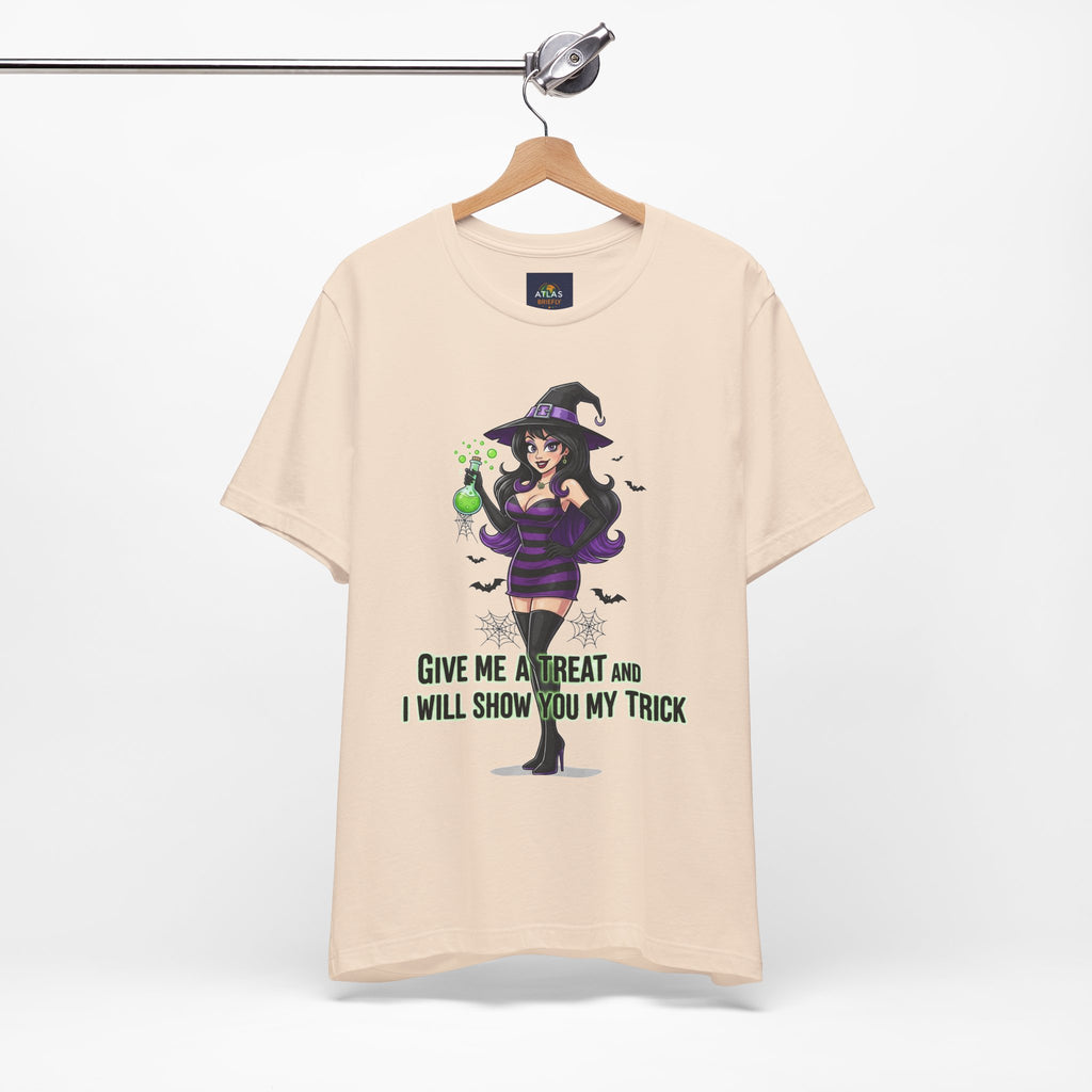 Sexy Witch Halloween T-Shirt - Flirty Witch Costume Tee | Trick or Treat Halloween Shirt - Atlas Briefly