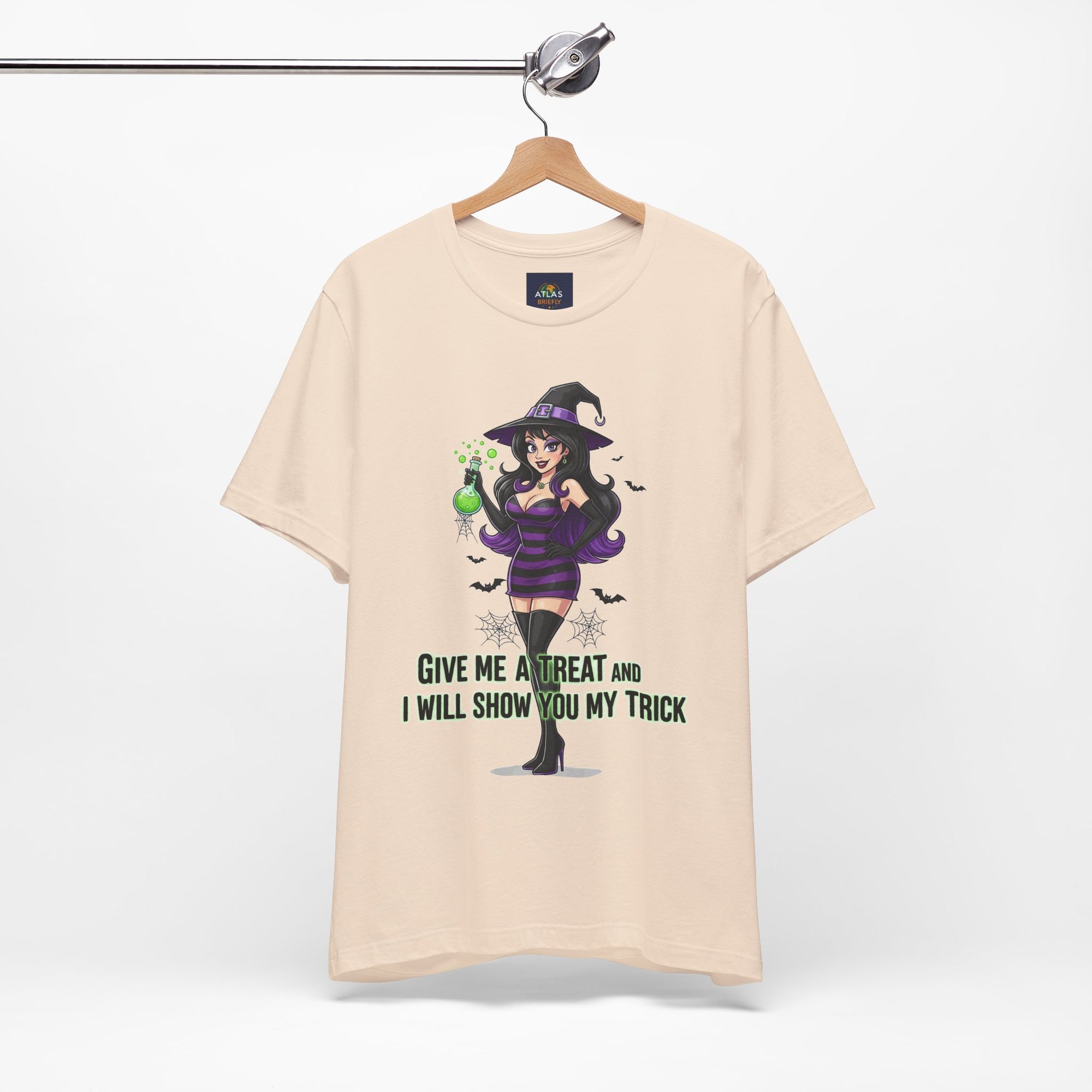 Sexy Witch Halloween T-Shirt - Flirty Witch Costume Tee | Trick or Treat Halloween Shirt - Atlas Briefly