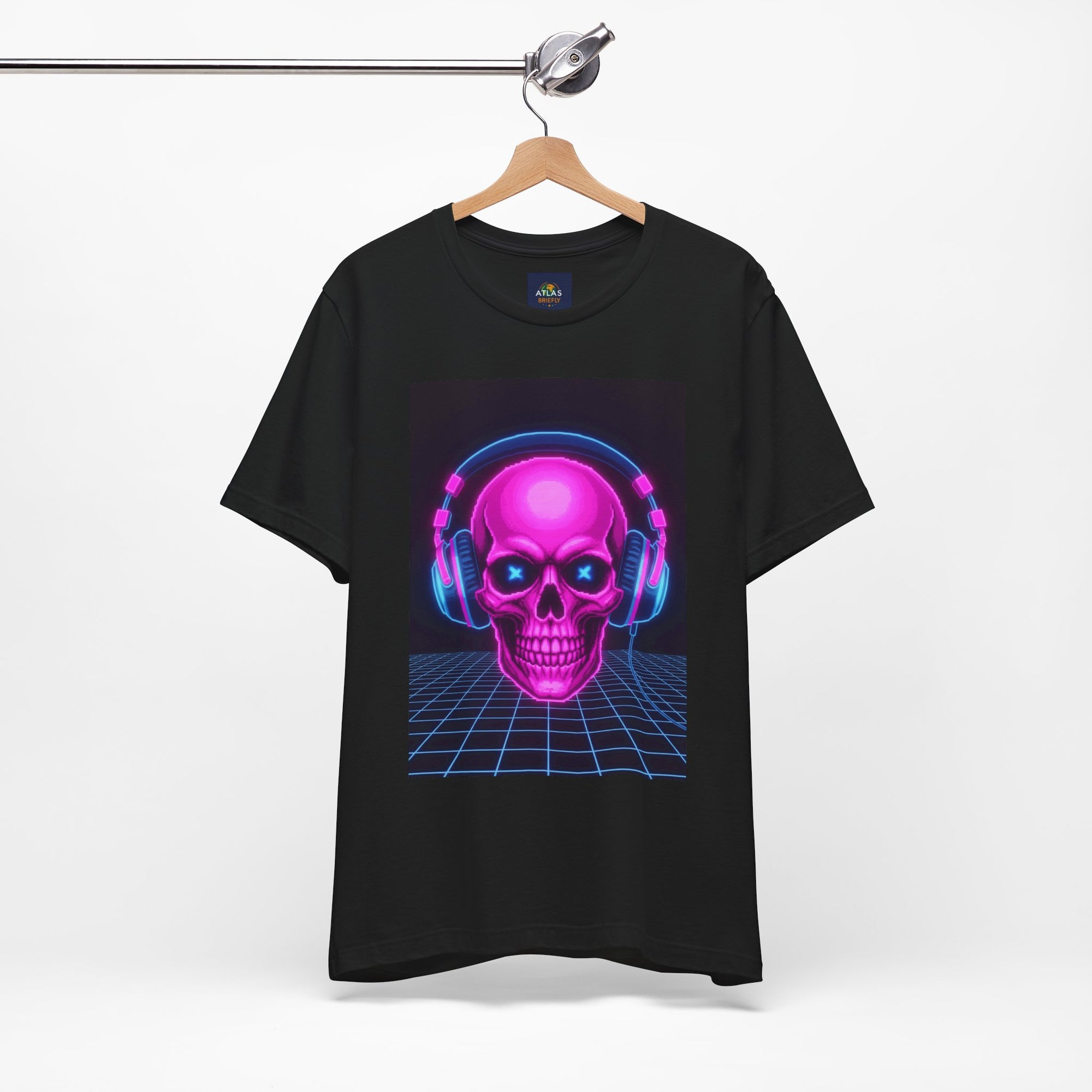 Neon Skull Synthwave Tee - Atlas Briefly