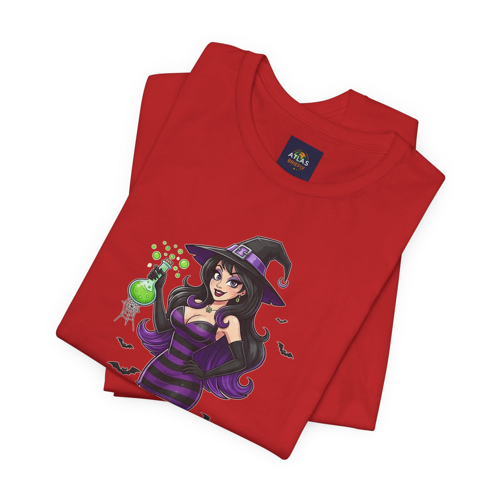 Sexy Witch Halloween T-Shirt - Flirty Witch Costume Tee | Trick or Treat Halloween Shirt - Atlas Briefly