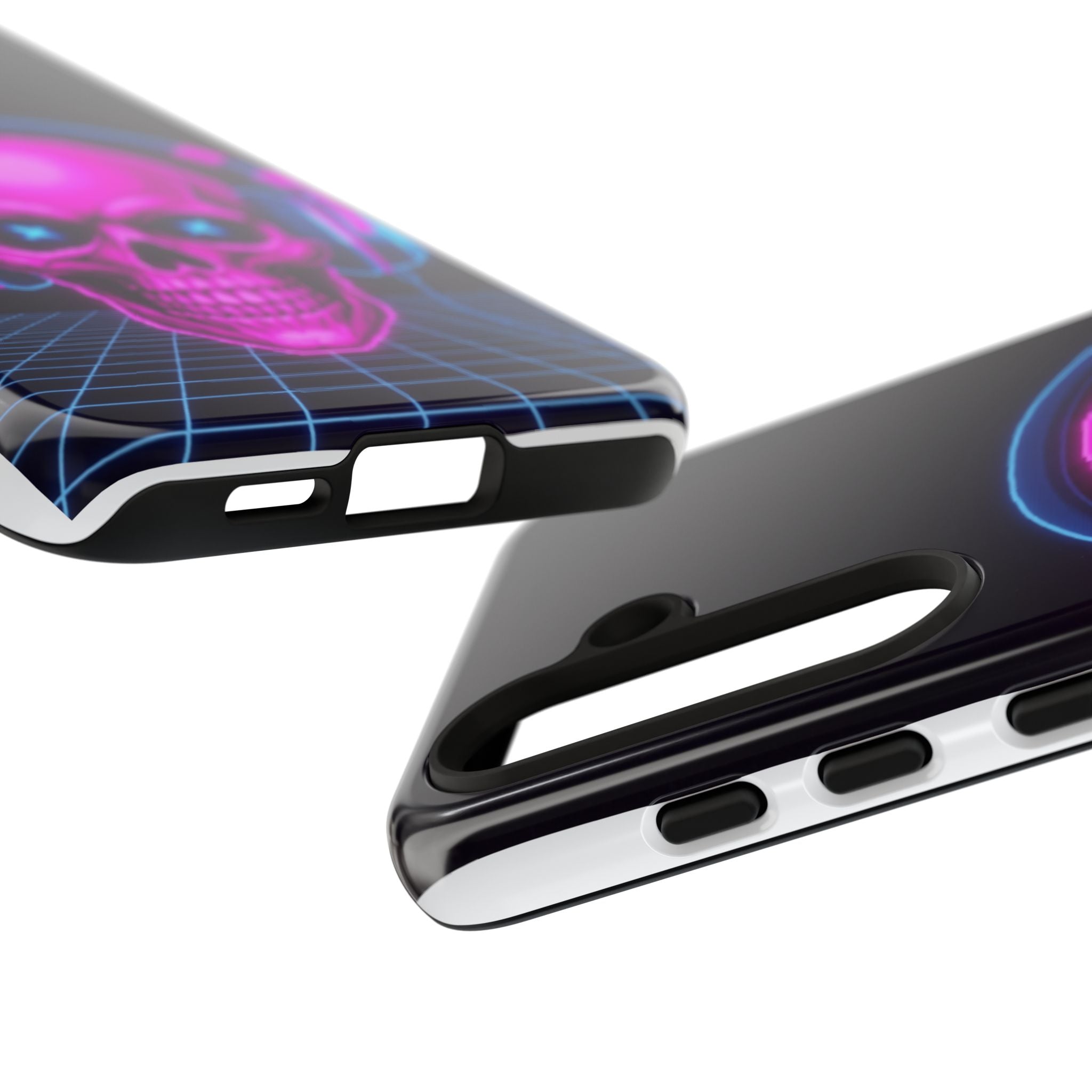Neon Skull Synthwave Phone Case - Retro 80s Cyberpunk Mobile Cover | Vaporwave Tech Gift - Atlas Briefly
