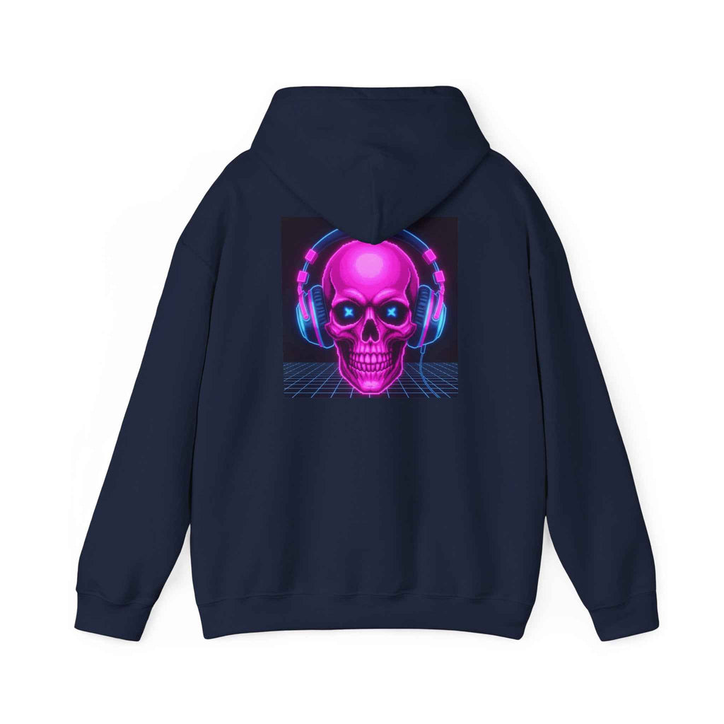 Neon Skull Hoodie - Retro Gaming Synthwave Sweatshirt - Atlas Briefly