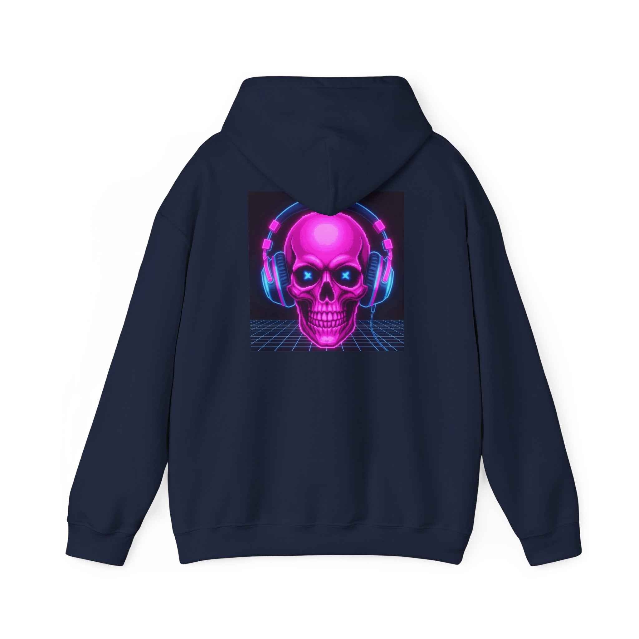 Neon Skull Hoodie - Retro Gaming Synthwave Sweatshirt - Atlas Briefly