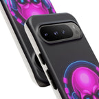 Neon Skull Synthwave Phone Case - Retro 80s Cyberpunk Mobile Cover | Vaporwave Tech Gift - Atlas Briefly