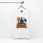 Spooky Season Halloween T-Shirt - Haunted House Ghost Bat Graphic Tee | Halloween Landscape Shirt - Atlas Briefly