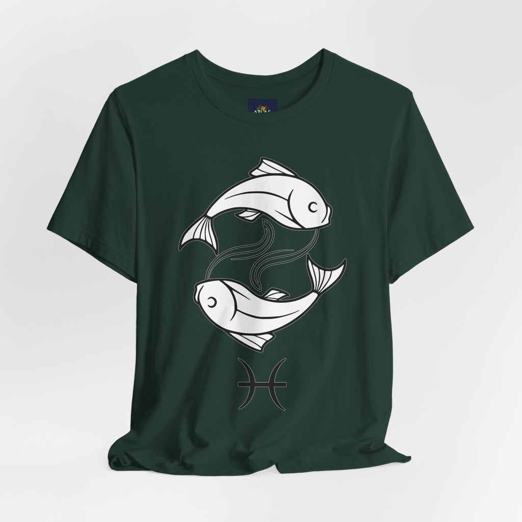 Pisces Zodiac T-shirt - Minimalist Black and White Unisex Tee