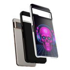 Neon Skull Synthwave Phone Case - Retro 80s Cyberpunk Mobile Cover | Vaporwave Tech Gift - Atlas Briefly