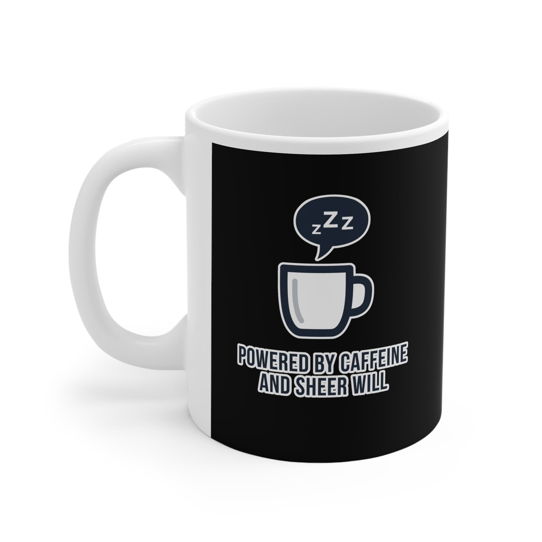 Powered by Caffeine Mug - Minimalist Black Coffee Cup for Coffee Lovers