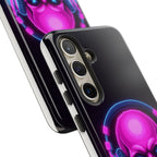 Neon Skull Synthwave Phone Case - Retro 80s Cyberpunk Mobile Cover | Vaporwave Tech Gift - Atlas Briefly
