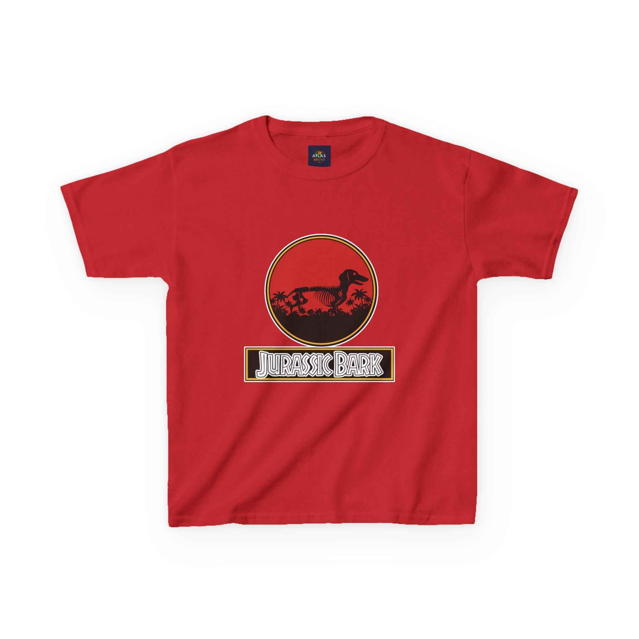 Kids Dachshund T-Shirt - Jurassic Bark Wiener Dog Tee - Atlas Briefly