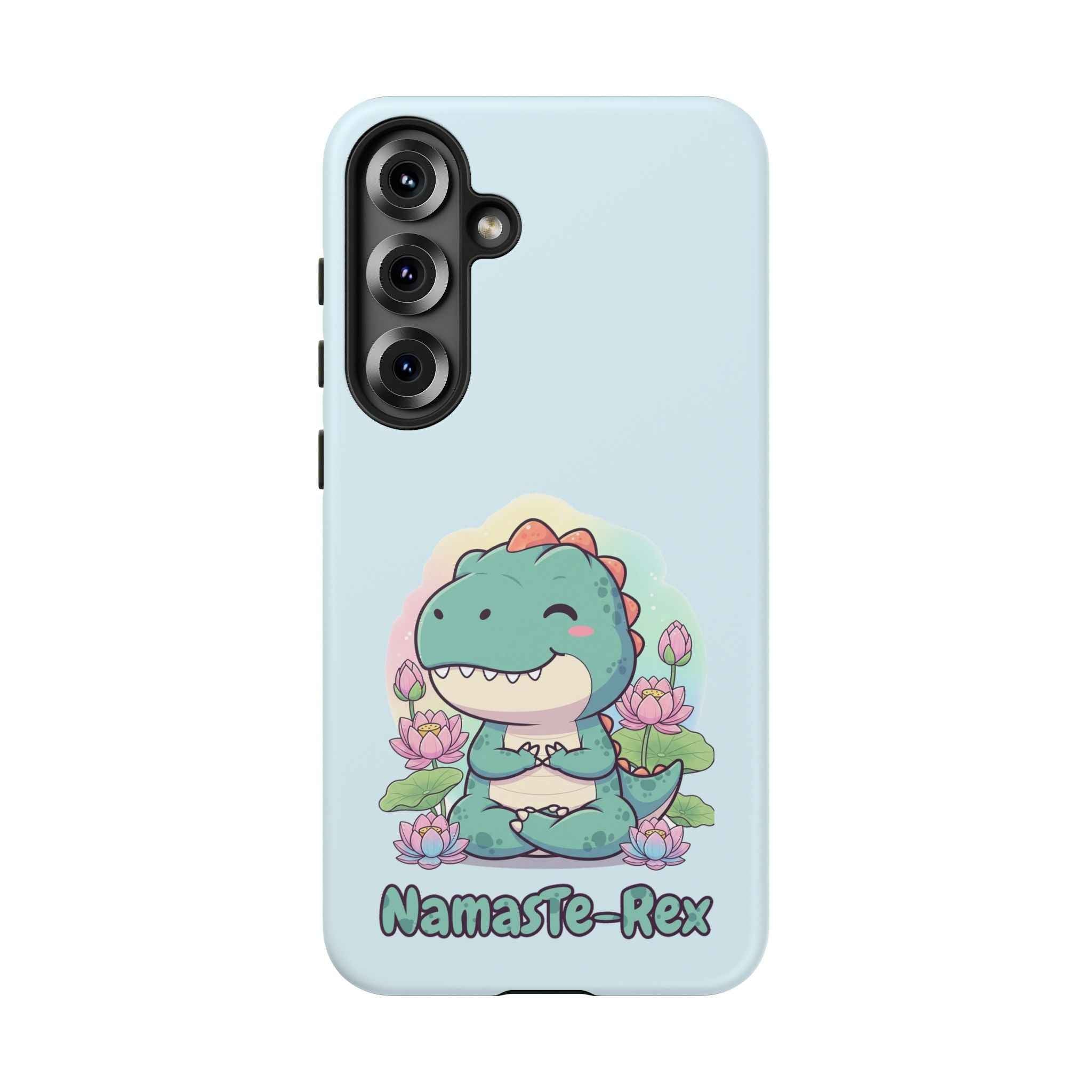 NamasTe-Rex Phone Case - Funny Yoga T-Rex Meditating Dinosaur Mobile Cover for Zen Lovers - Atlas Briefly