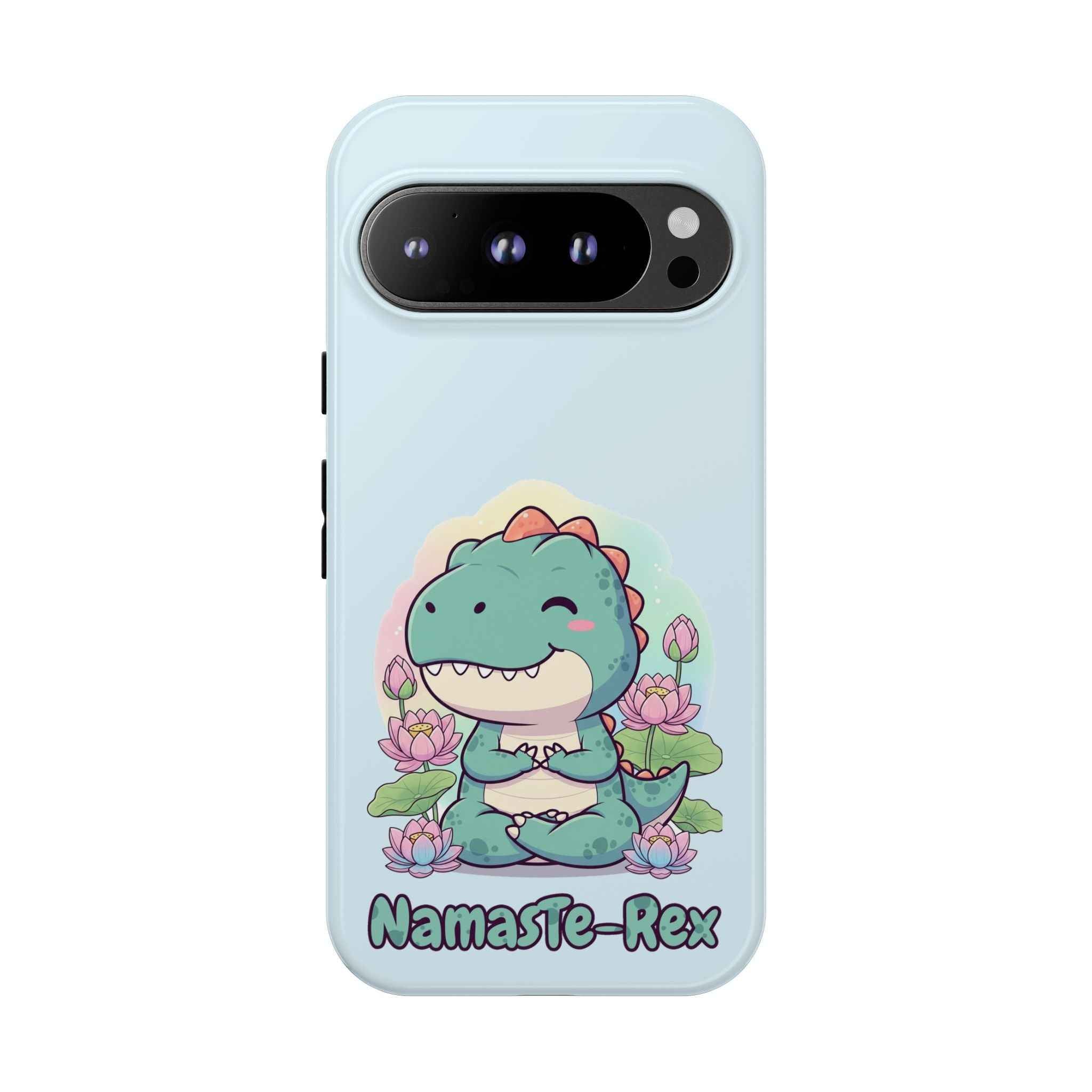 NamasTe-Rex Phone Case - Funny Yoga T-Rex Meditating Dinosaur Mobile Cover for Zen Lovers - Atlas Briefly