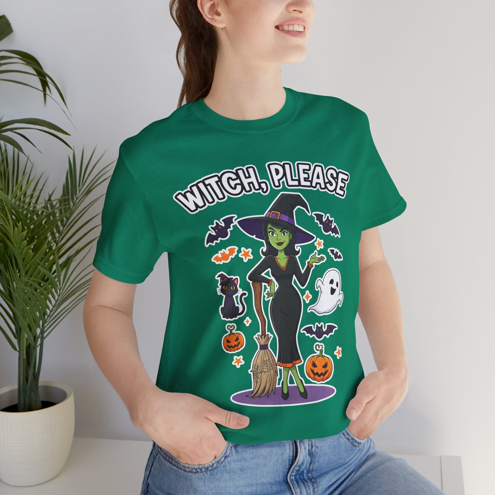 Witch Please Halloween T-Shirt - Sassy Witch Tee with Pumpkin Design | Funny Halloween Shirt - Atlas Briefly