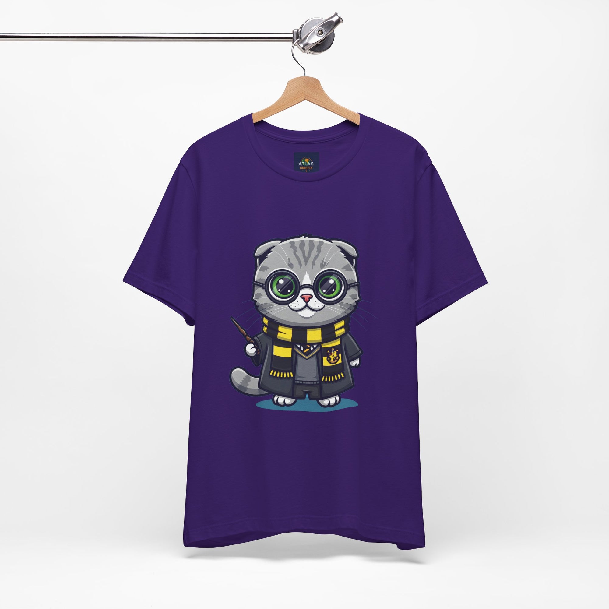 Hufflepurr Harry Potter T-Shirt - Funny Wizarding World Tee | Cute Potter Cat Gift - Atlas Briefly