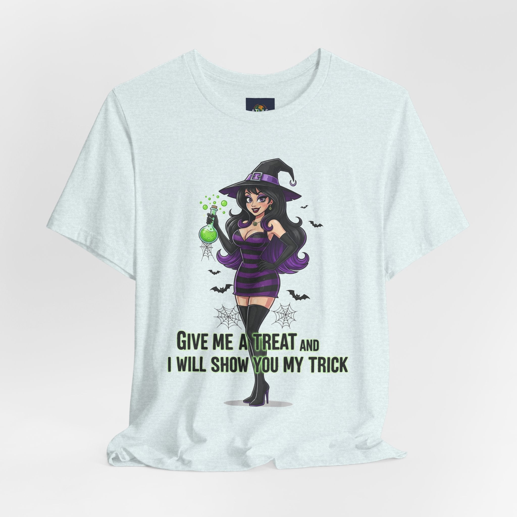 Sexy Witch Halloween T-Shirt - Flirty Witch Costume Tee | Trick or Treat Halloween Shirt - Atlas Briefly