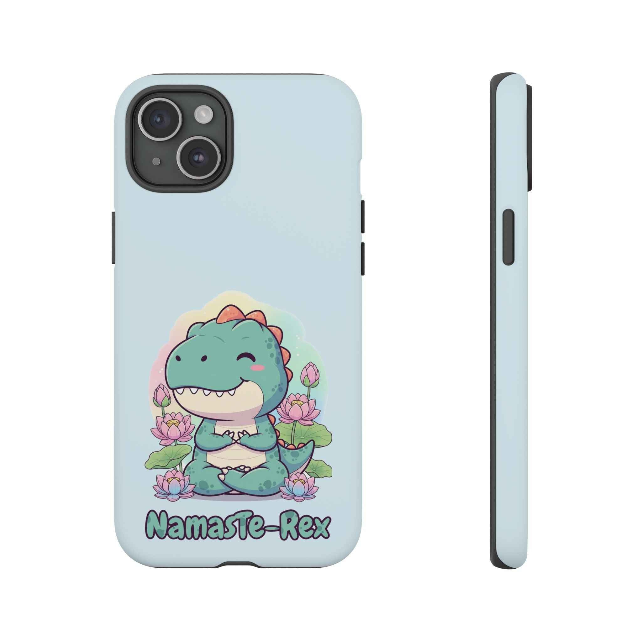NamasTe-Rex Phone Case - Funny Yoga T-Rex Meditating Dinosaur Mobile Cover for Zen Lovers - Atlas Briefly