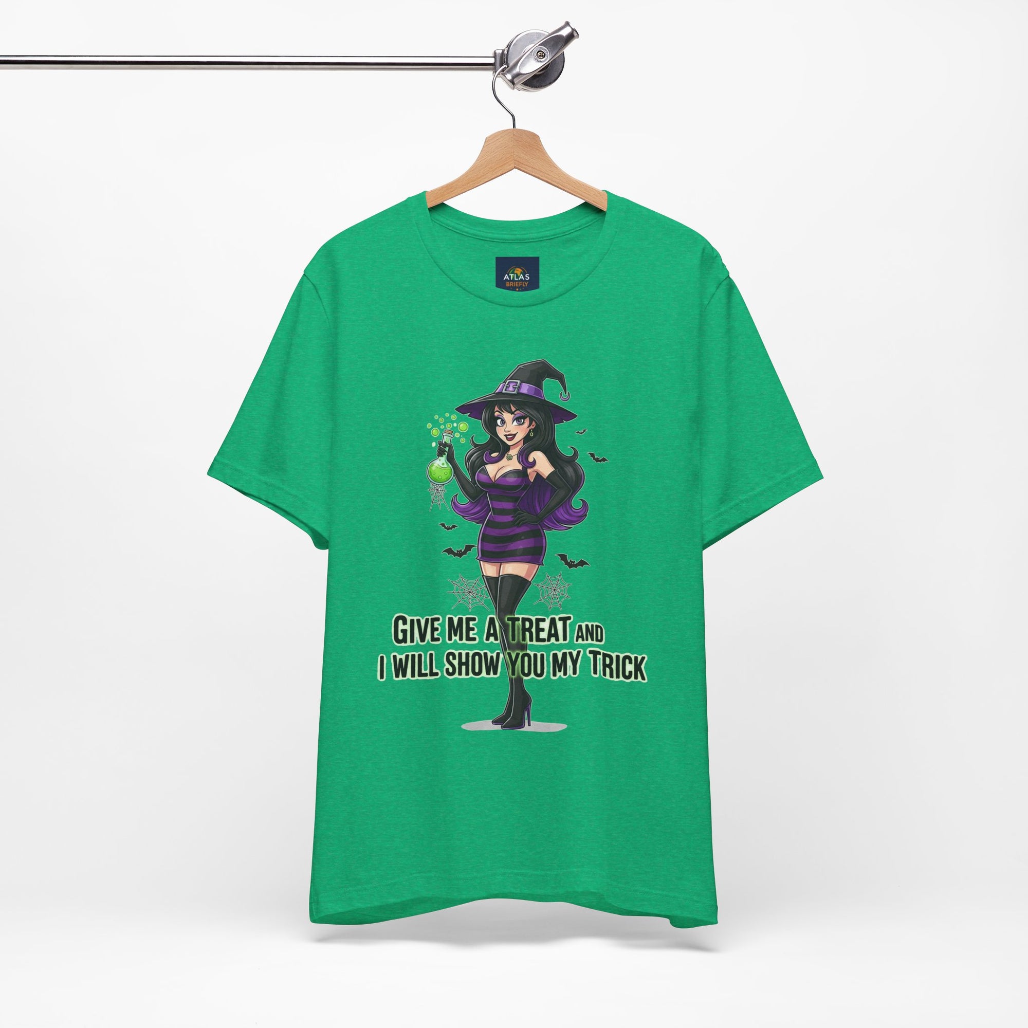 Sexy Witch Halloween T-Shirt - Flirty Witch Costume Tee | Trick or Treat Halloween Shirt - Atlas Briefly