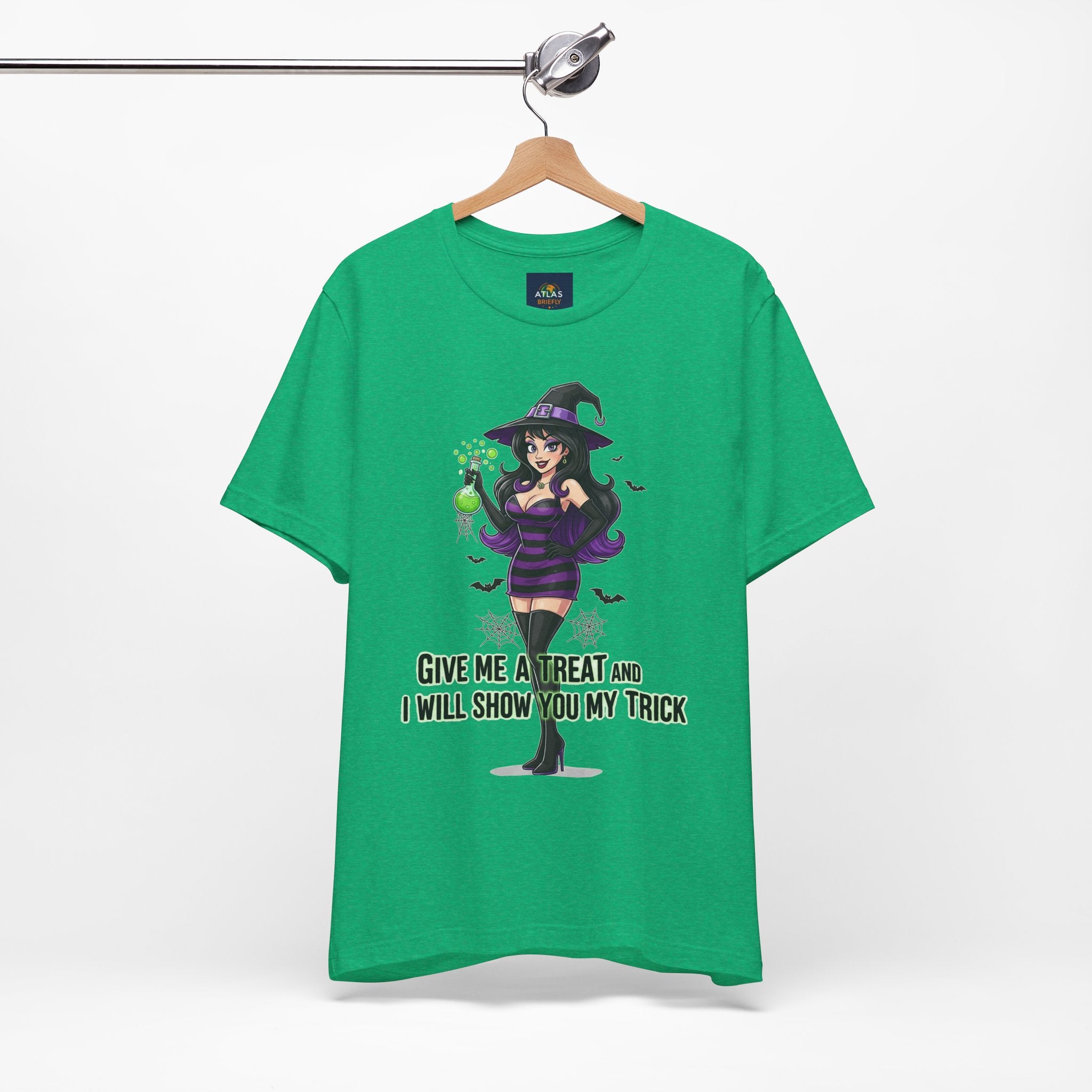 Sexy Witch Halloween T-Shirt - Flirty Witch Costume Tee | Trick or Treat Halloween Shirt - Atlas Briefly