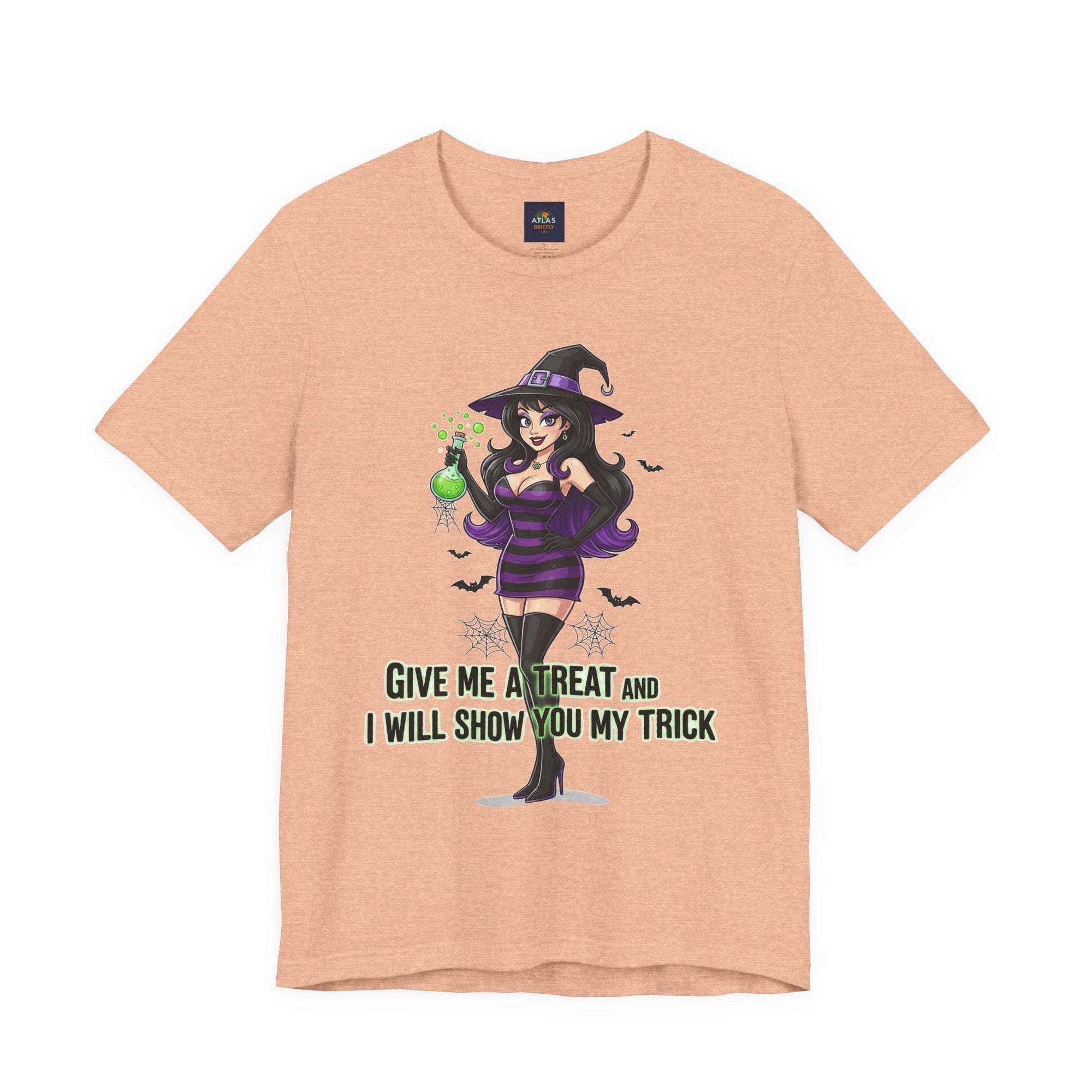 Sexy Witch Halloween T-Shirt - Flirty Witch Costume Tee | Trick or Treat Halloween Shirt - Atlas Briefly